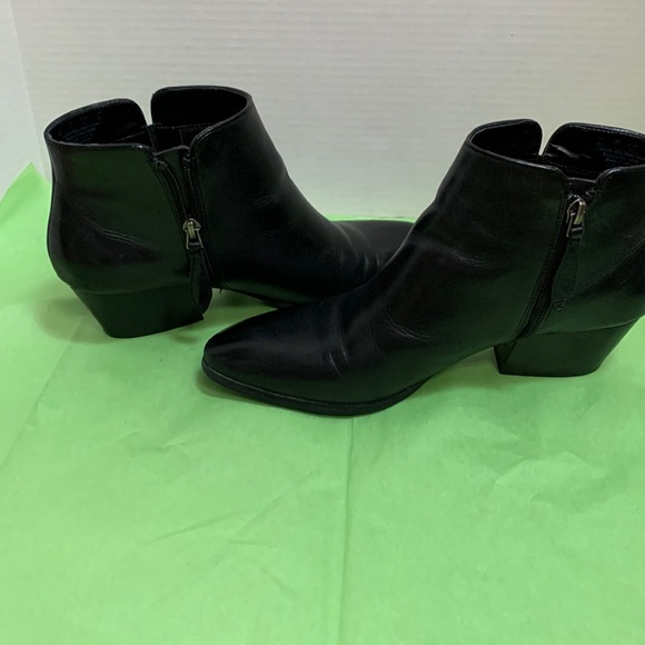 Franco Sarto Shoes - Franco Sarto black leather 2” heel ankle booties w side zipper sz9, barely worn
